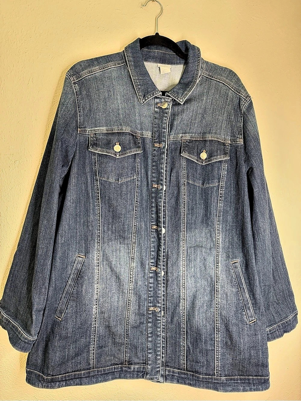 Chico's Elongated Denim Jacket Women's Blue